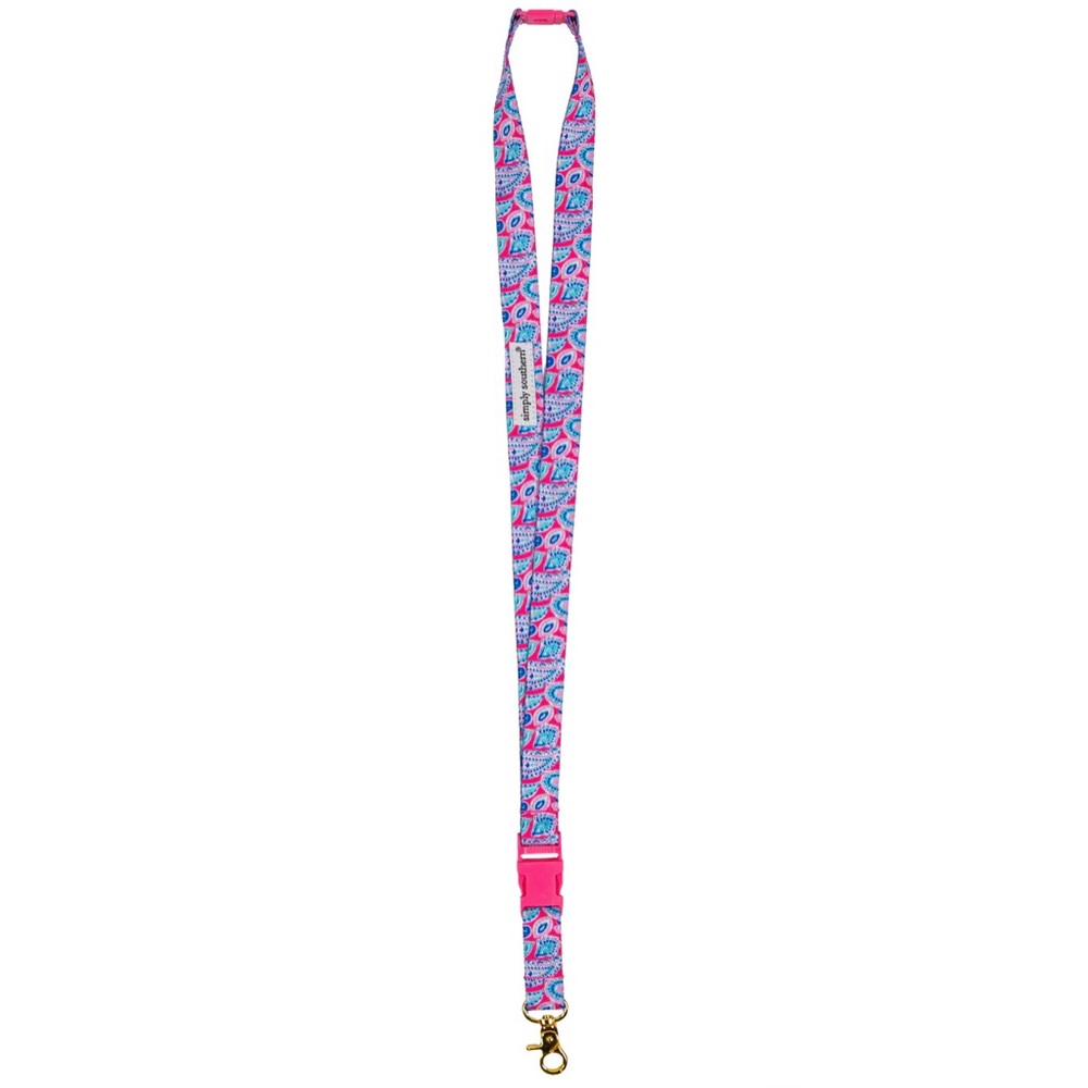NWT Simply Southern red & blue paisley print detachable buckle breakaway lanyard